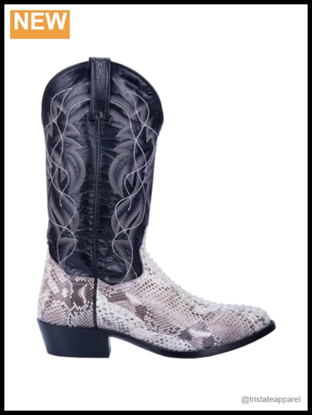 Men's Python Leather Western Cowboy Boots Manning Round Toe Pull On